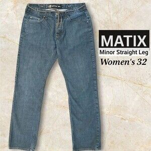 Matix Mens 32 Blue Jeans Miner Straight Leg Button Fly